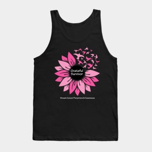 Breast cancer survivor flower & birds with white type Tank Top